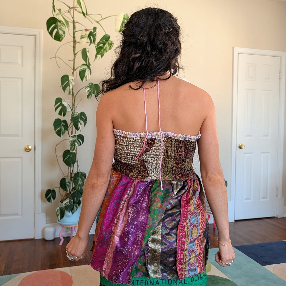 Colorful Patchwork Strapless Top - image 3